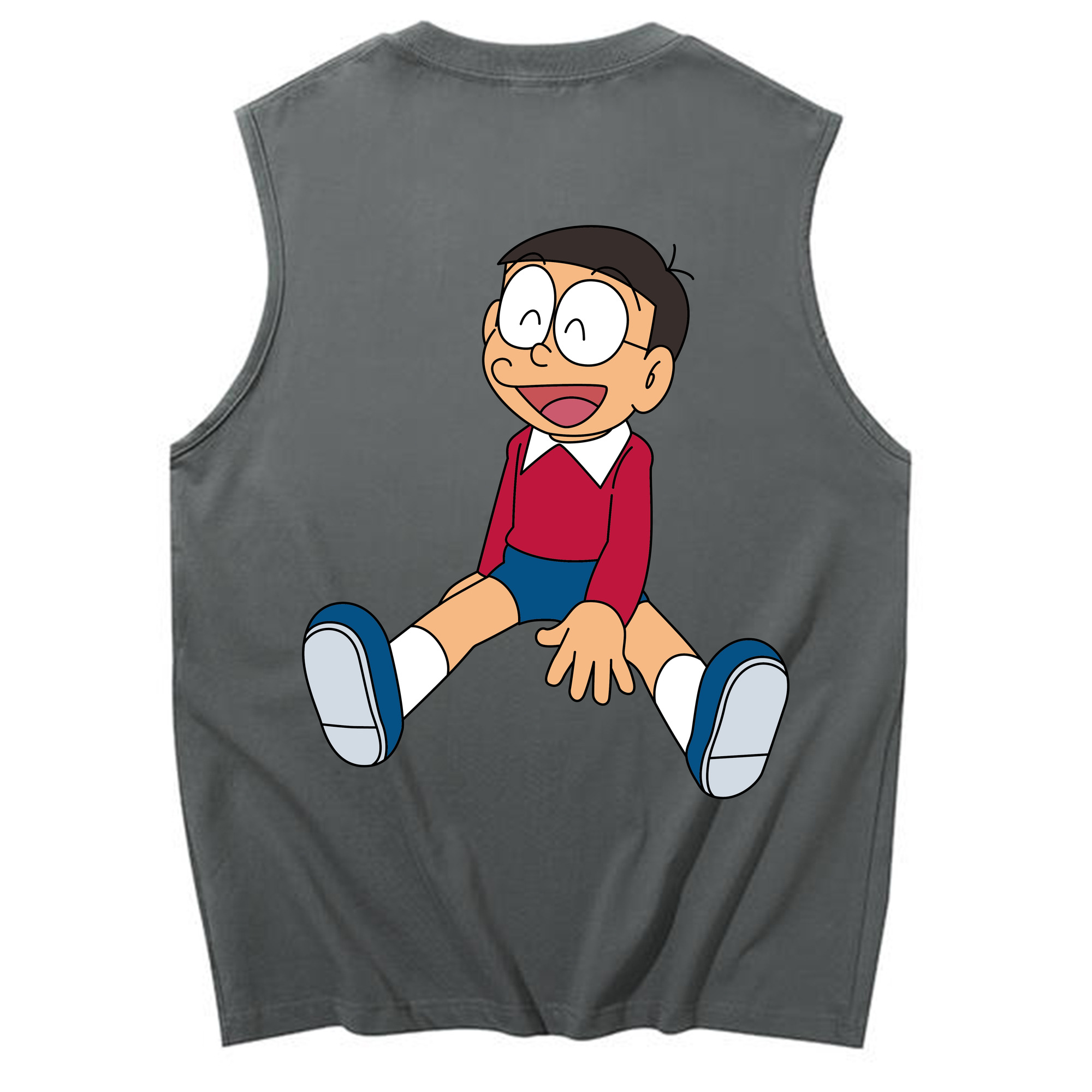 （画像用） ドラえもん 野比 のび太 Doraemon Nobita Nobi コットン100％タンクトップ（背面プリント）